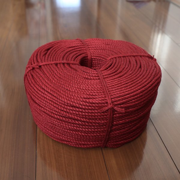 Photo1: Original jute rope (Red color,6.5mm×300m in roll,Untreated) (1)