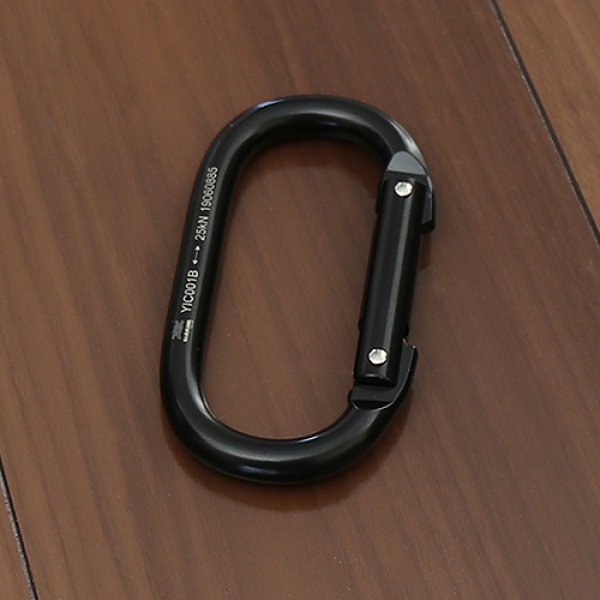 Photo1: Oval Carabiner (Black) (1)